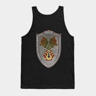 Crimson Defiance (Shield moonsilver Celtic Rope on wood) Tank Top